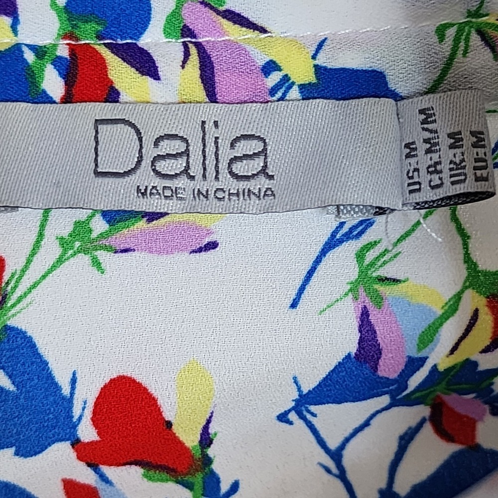 Dalia Top Womens Size M Medium White Floral Multicolored Lightweight Office - Picture 5 of 7